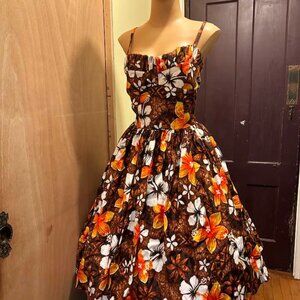 50s STYLE Hawaiian print Dress